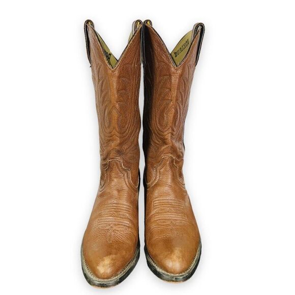 Durango Mid Calf Pull-on Western Cowboy Boots Brown Leather RD4104 Women's 6M - Picture 2 of 11